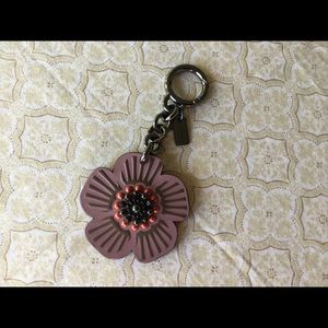 Coach Leather Tea Flower Key Ring/Bag Charm